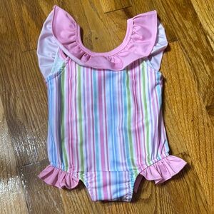 Colorful Striped Ruffle Swimsuit